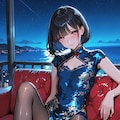 チャイナドレスの平たい女性 3枚目