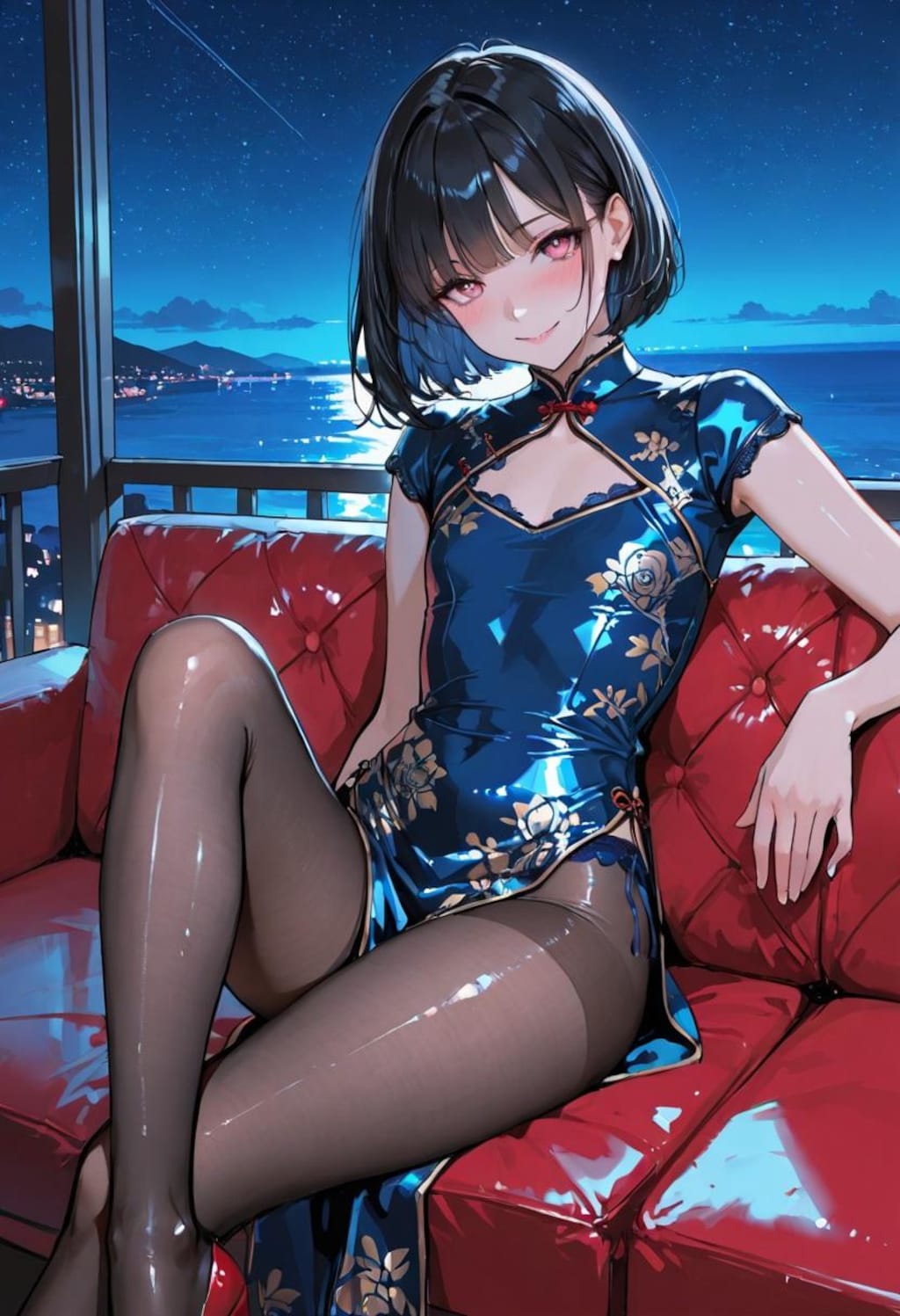 チャイナドレスの平たい女性