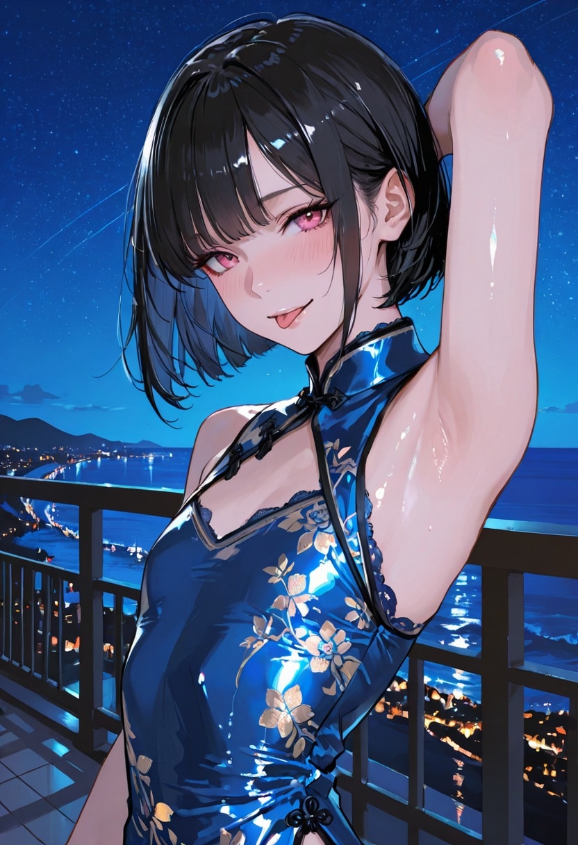 チャイナドレスの平たい女性