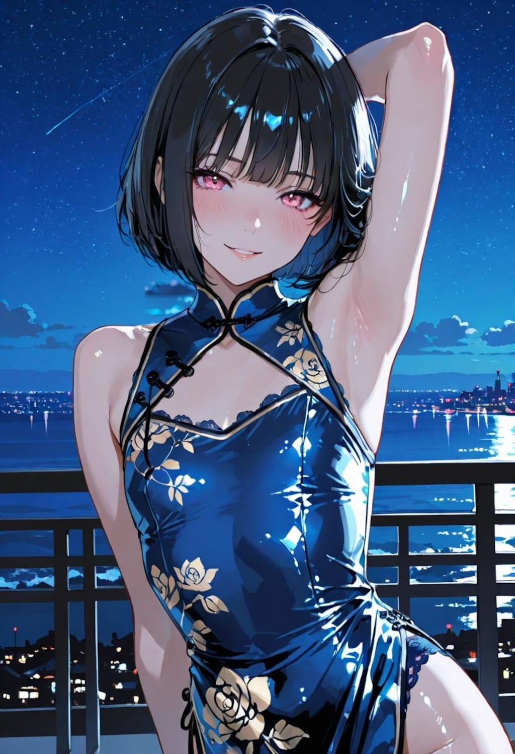 チャイナドレスの平たい女性
