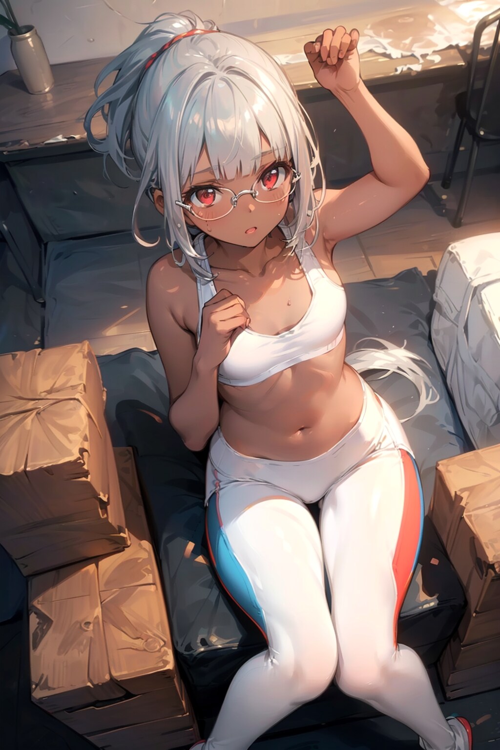 スポーツウェアの眼鏡っ娘