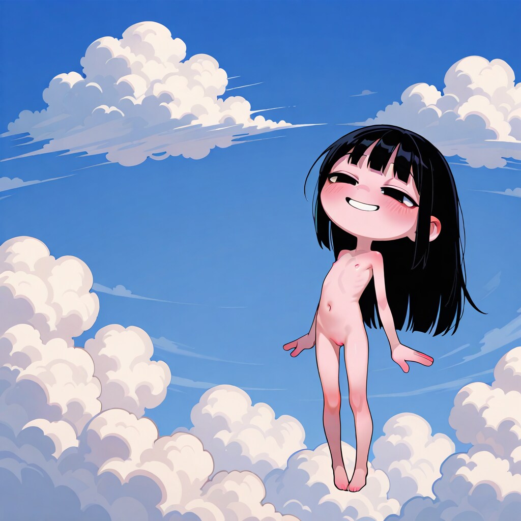 青空と全裸ガール