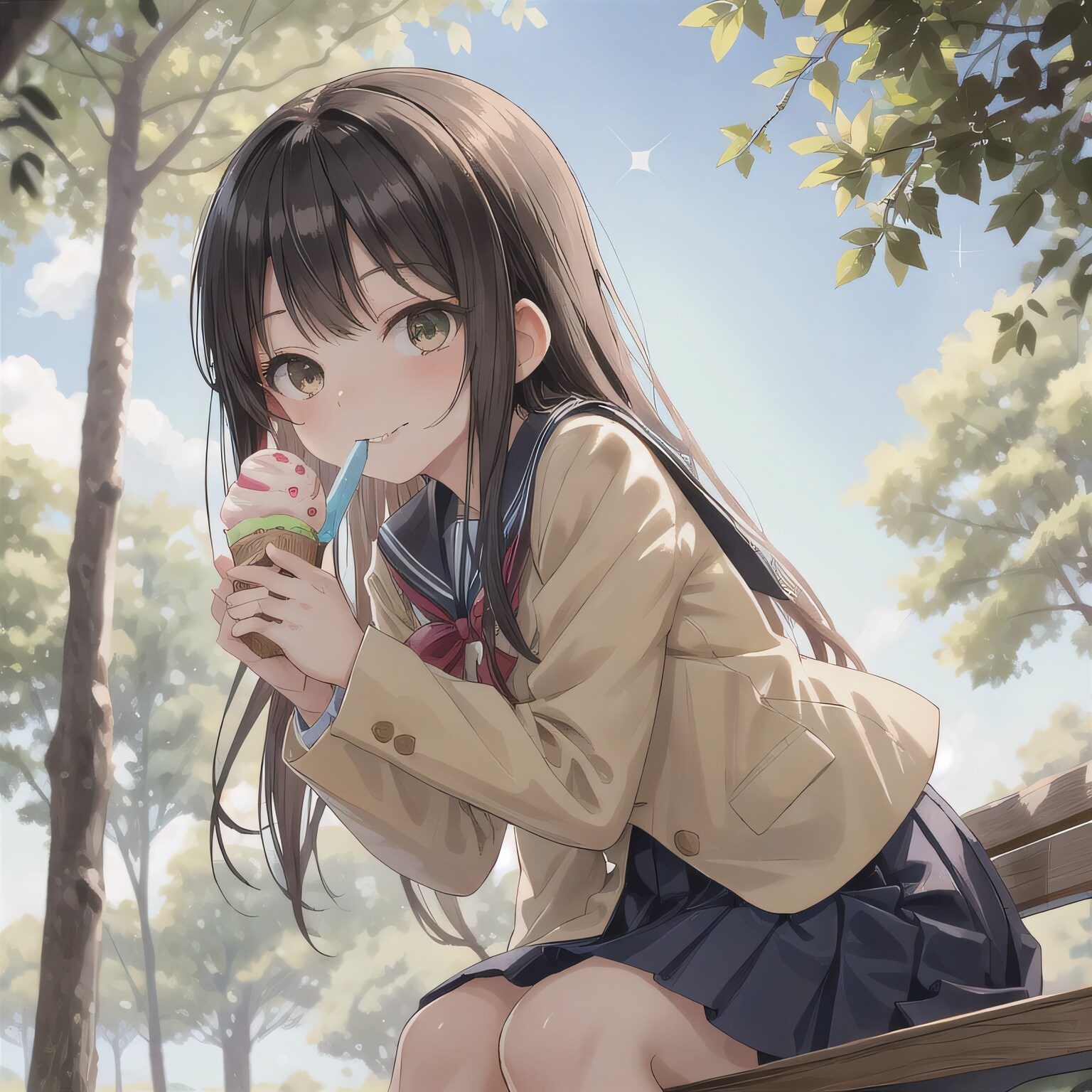 黒髪ロングでブレザーの少女２３ | の人気AIイラスト・グラビア