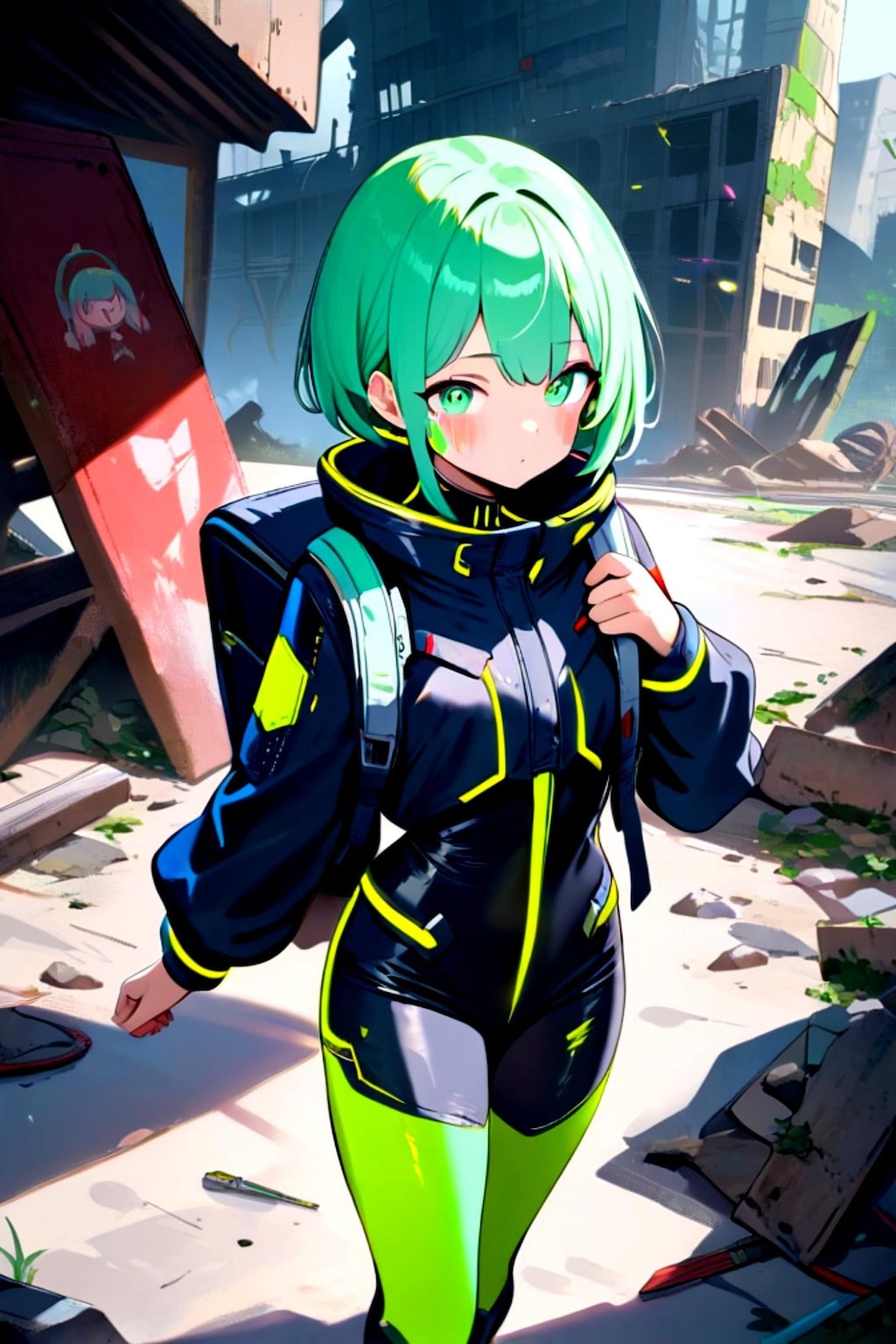 終末世界の緑髪ちゃん