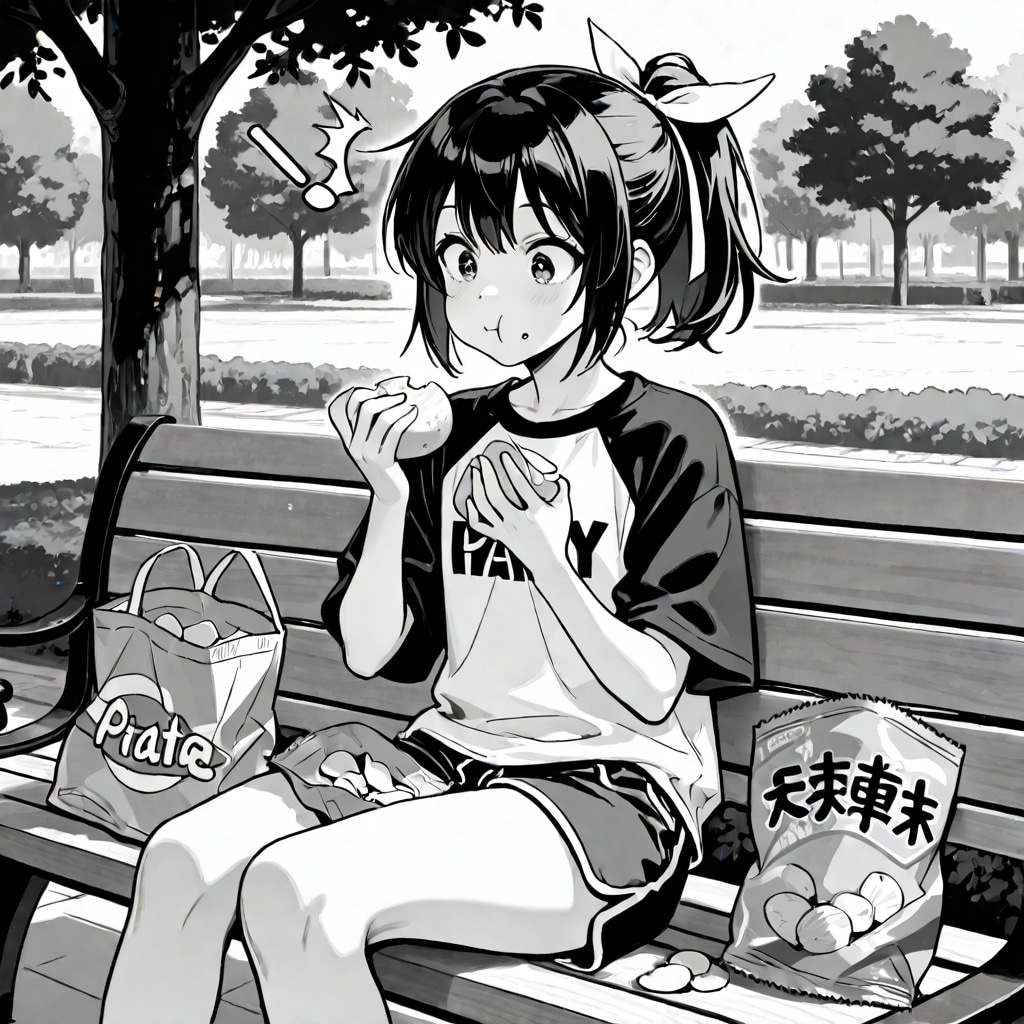 白黒の黒髪ちゃん
