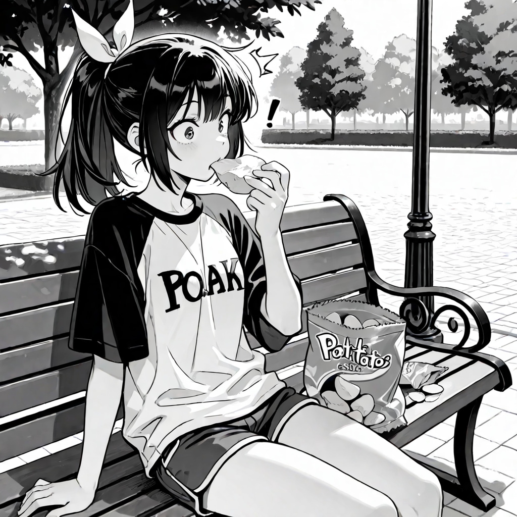 白黒の黒髪ちゃん