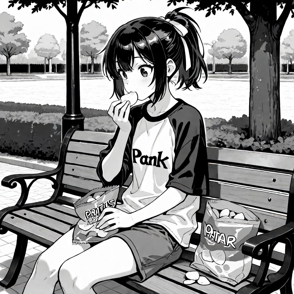 白黒の黒髪ちゃん