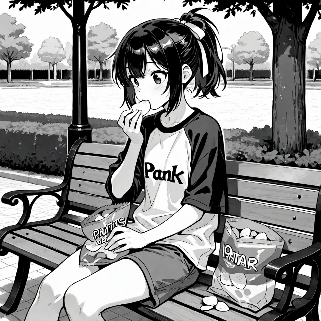 白黒の黒髪ちゃん