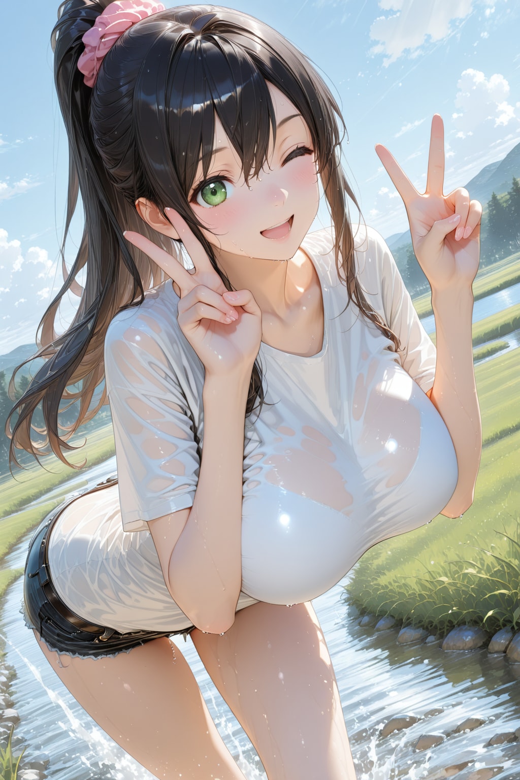 従妹と川遊び