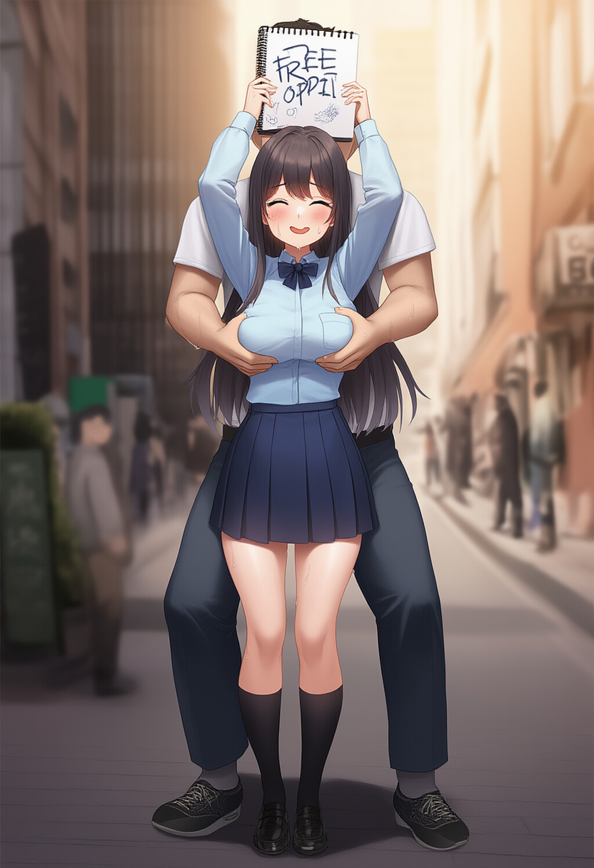 夏服JKが街中で自由におっぱい揉ませる企画を敢行