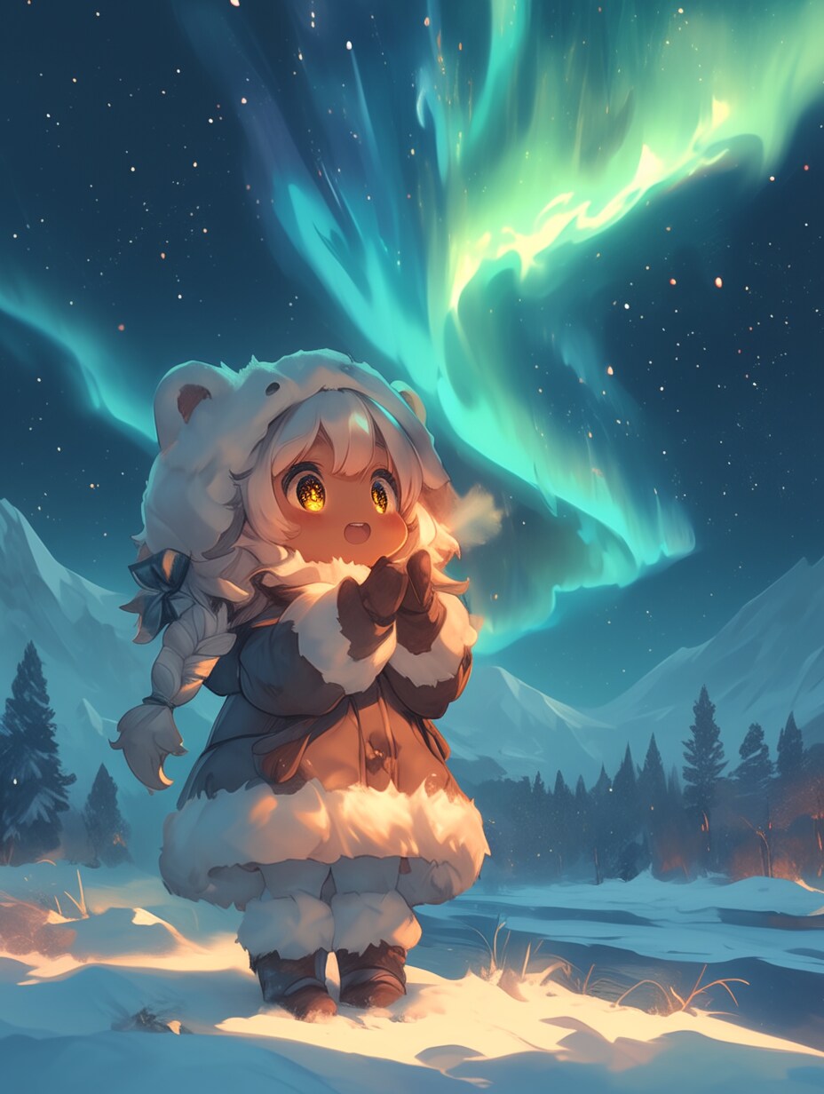 くま娘✖︎オーロラ②🐾 | の人気AIイラスト・グラビア
