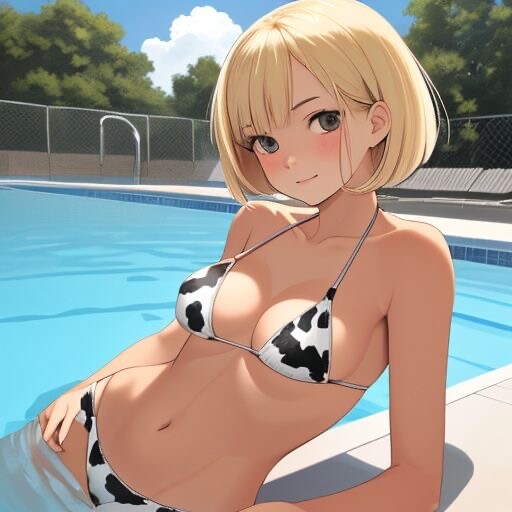 金髪ギャル 牛ビキニ