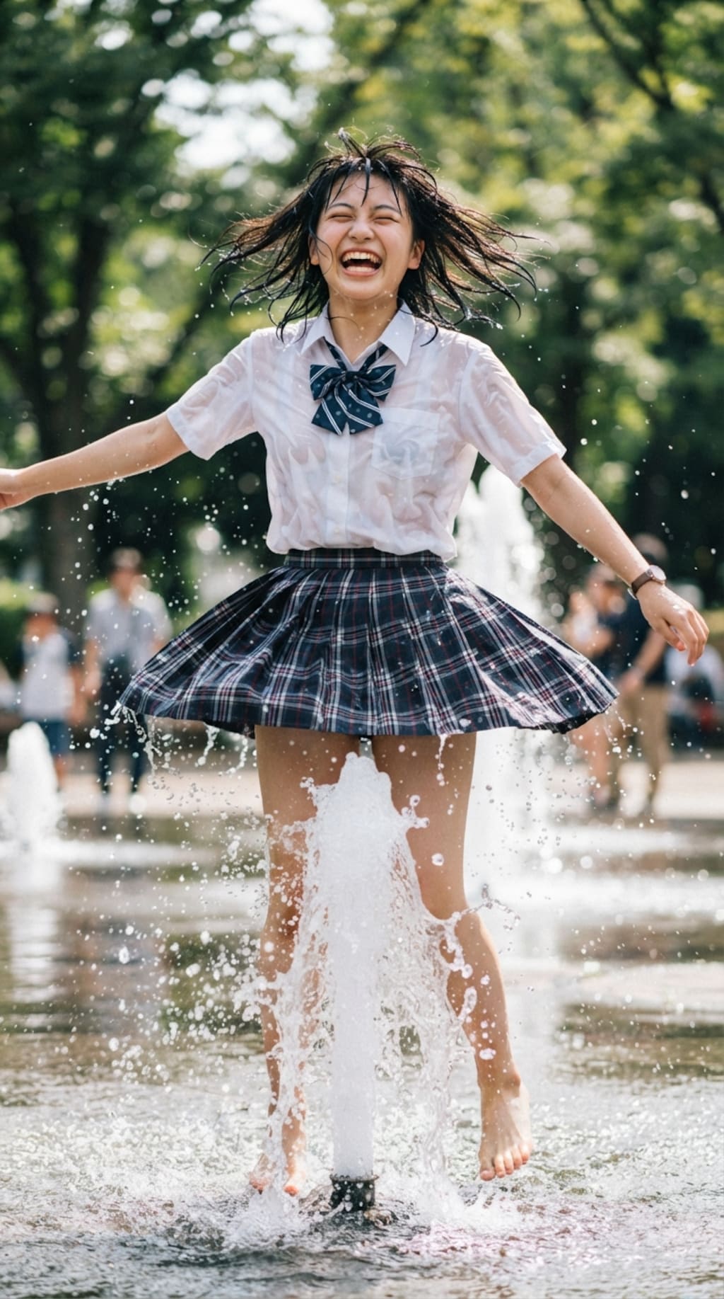 噴水で水浴び1