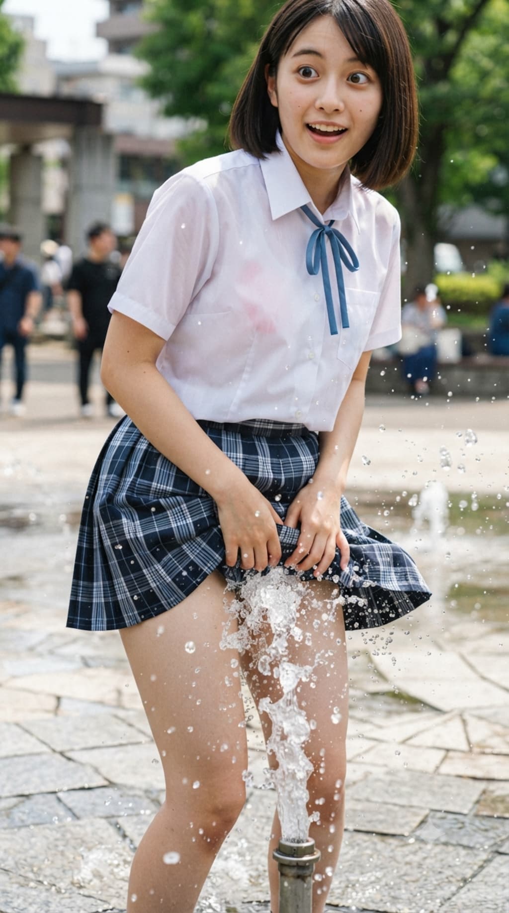 噴水で水浴び1