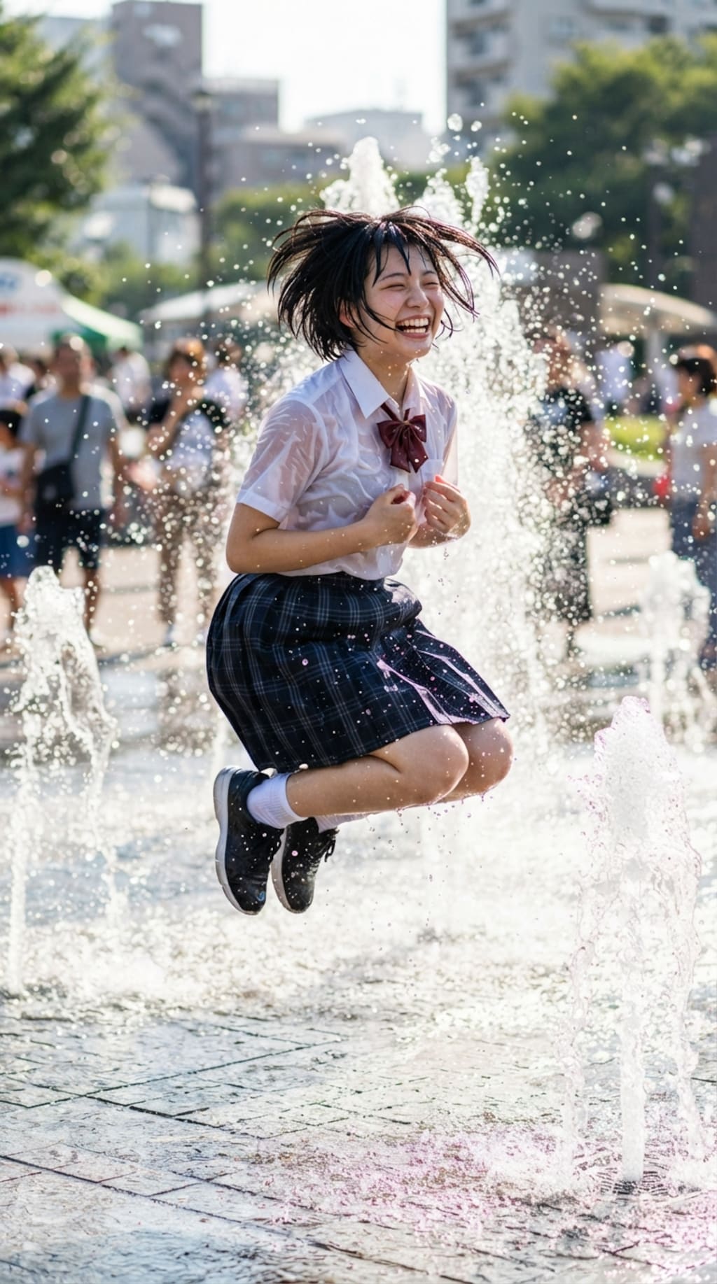 噴水で水浴び1