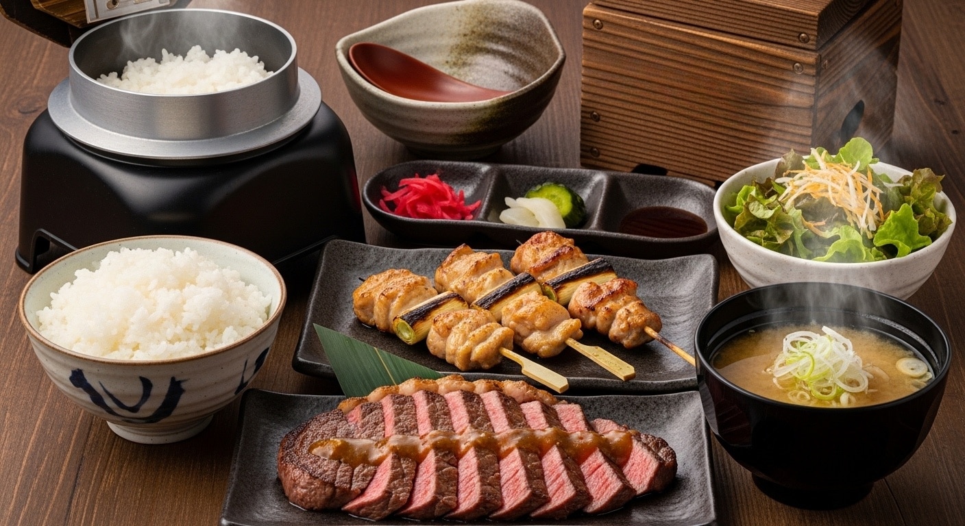 摩訶不思議食堂の肉料理膳 | の人気AIイラスト・グラビア