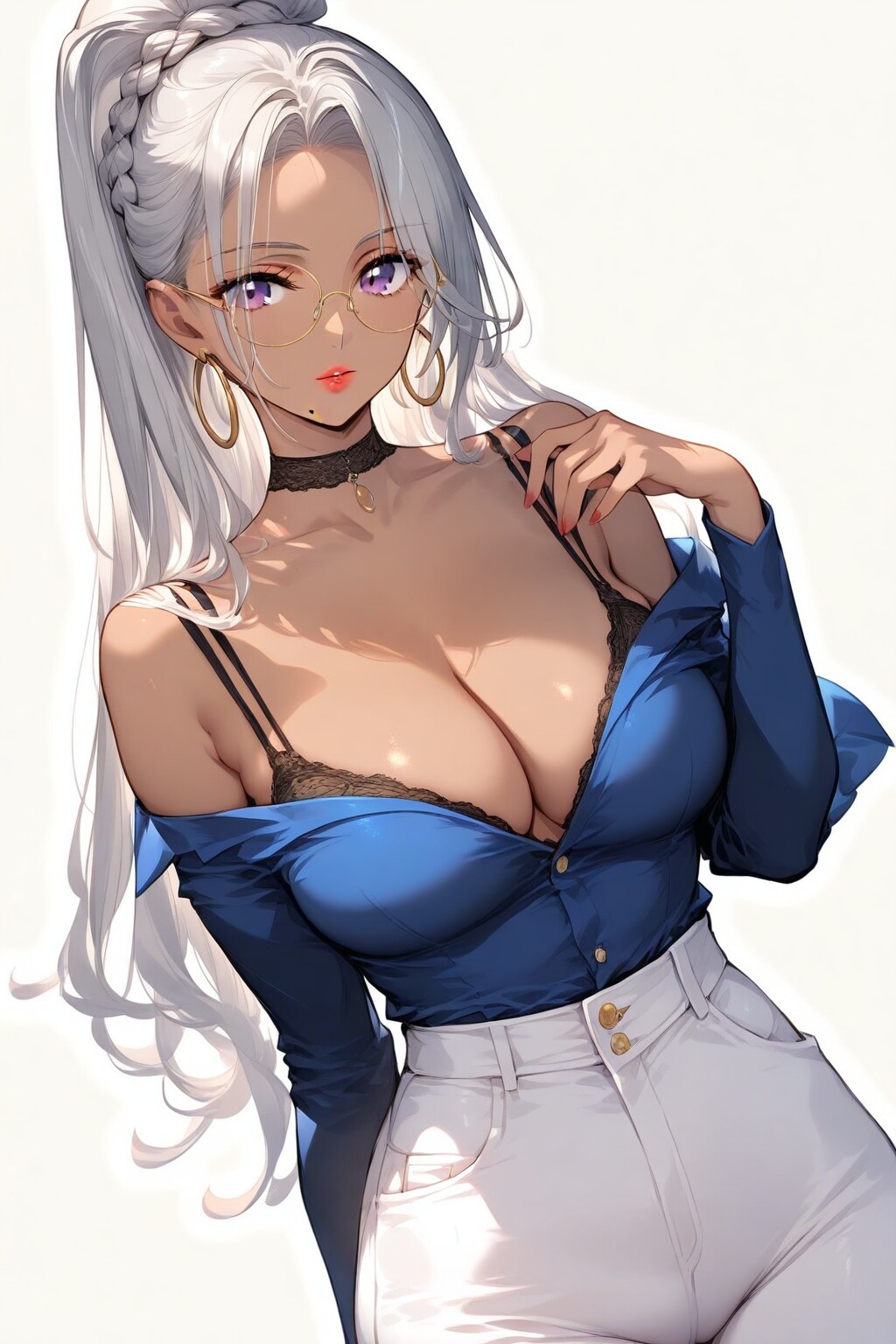 銀髪褐色