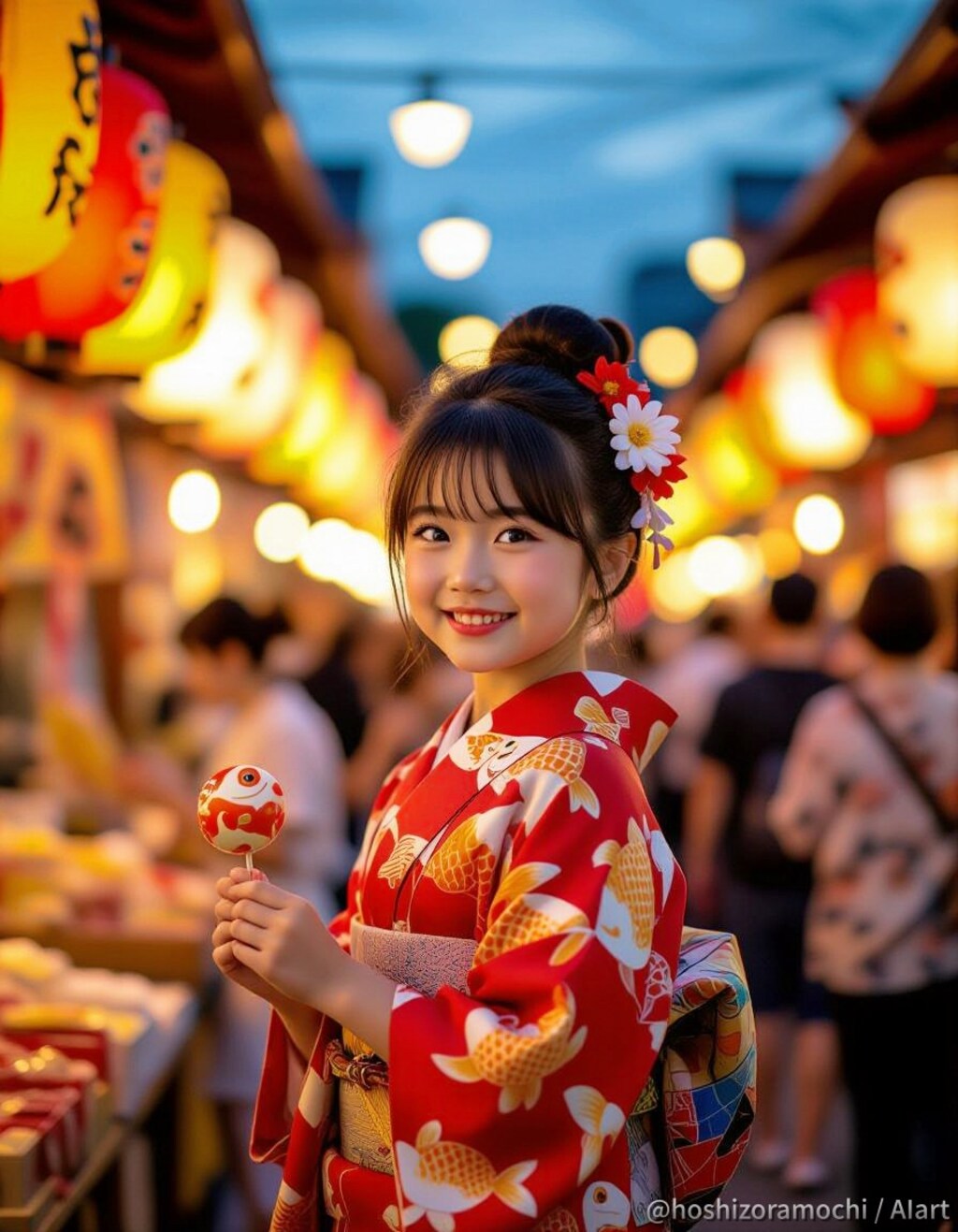 夏夕暮、緋色の金魚 - Summer evening, scarlet goldfish