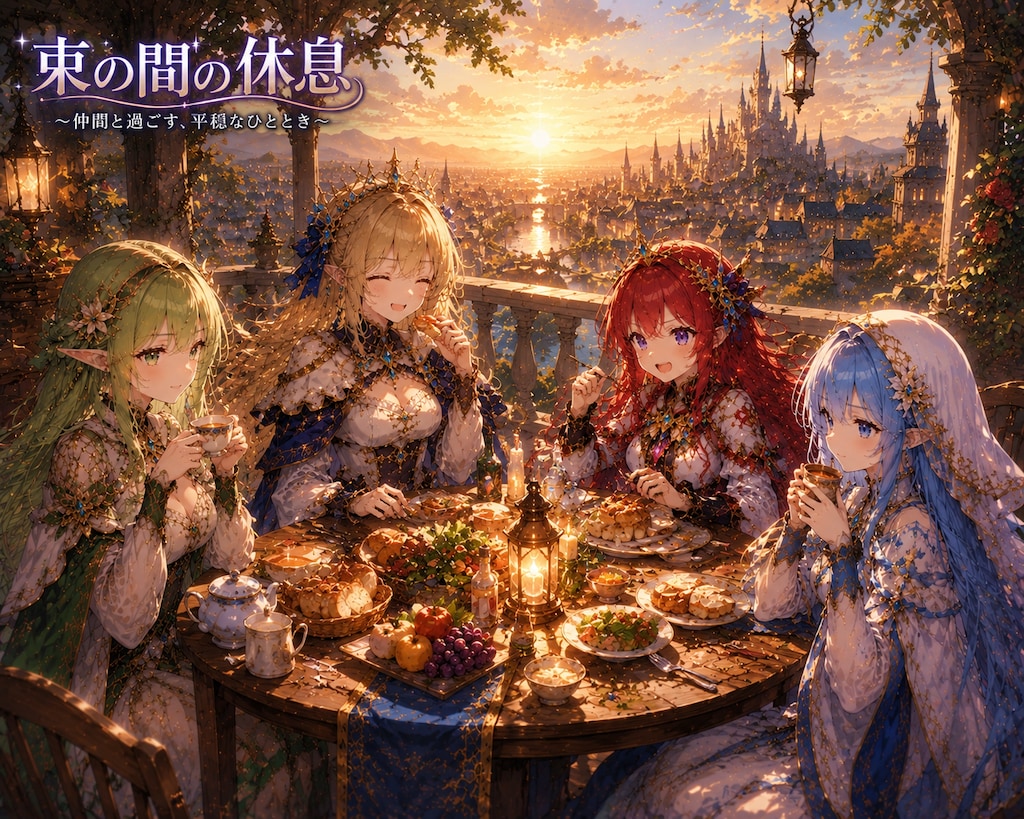 束の間の休息: 夕暮れの食卓