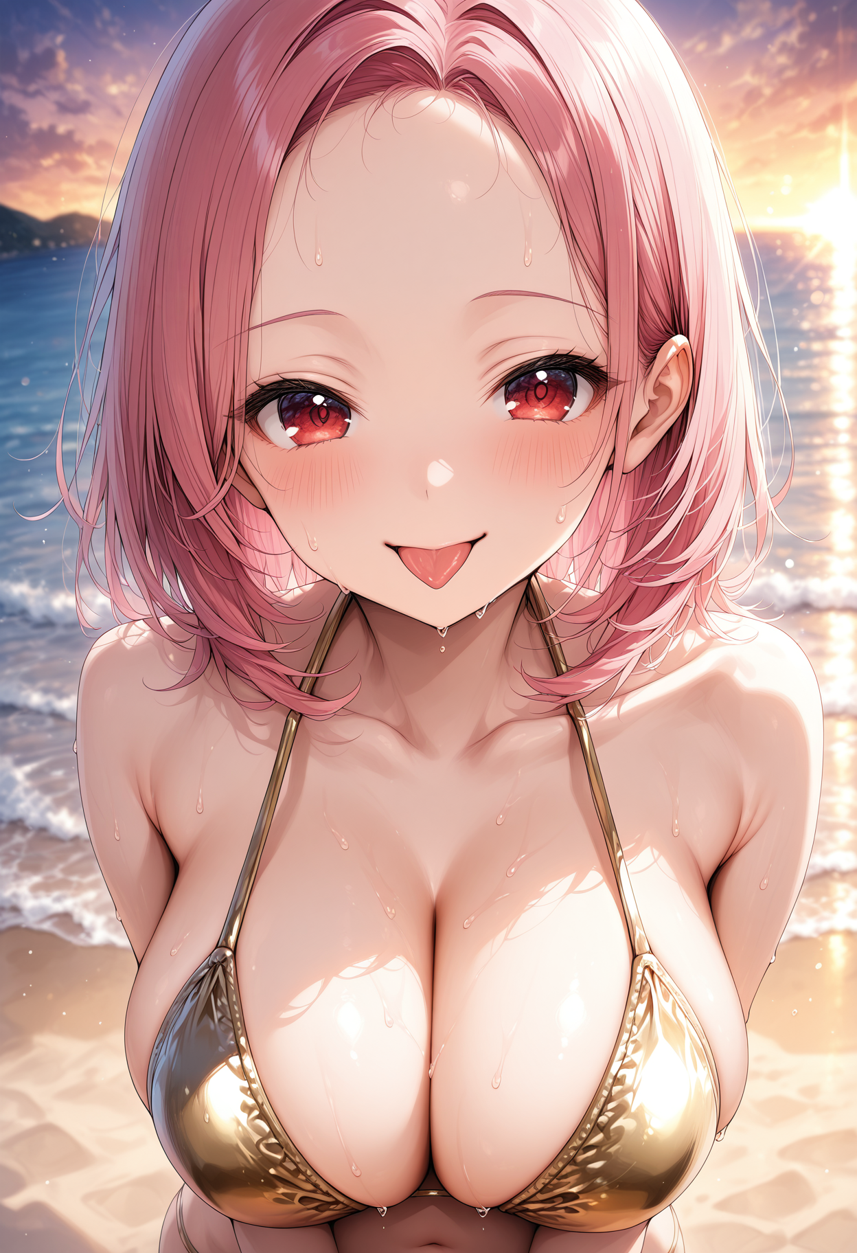 ピンク髪 ビキニ