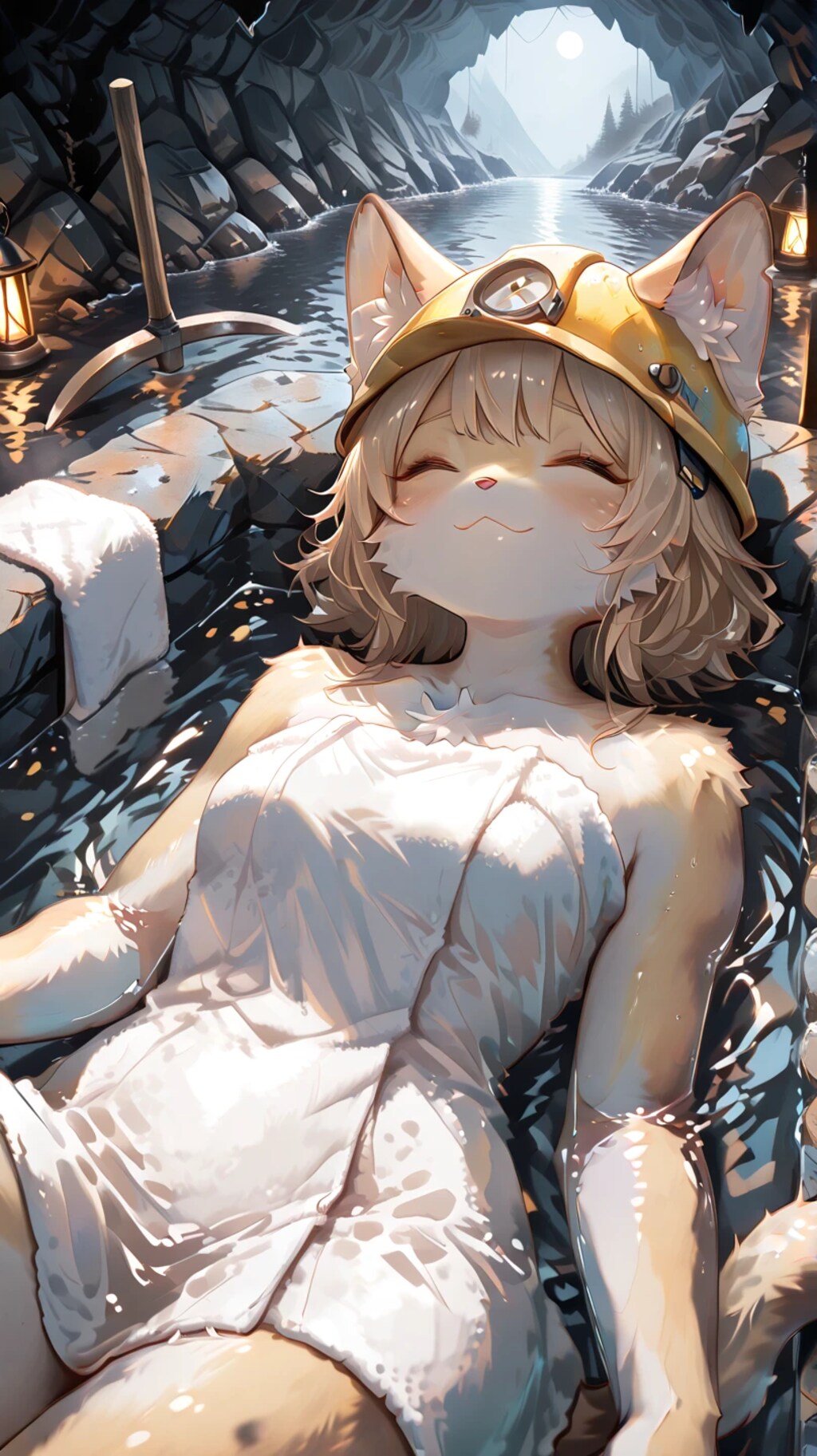 温泉を掘り当てた猫チャン