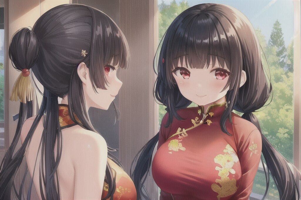 森園芽以のチャイナドレス