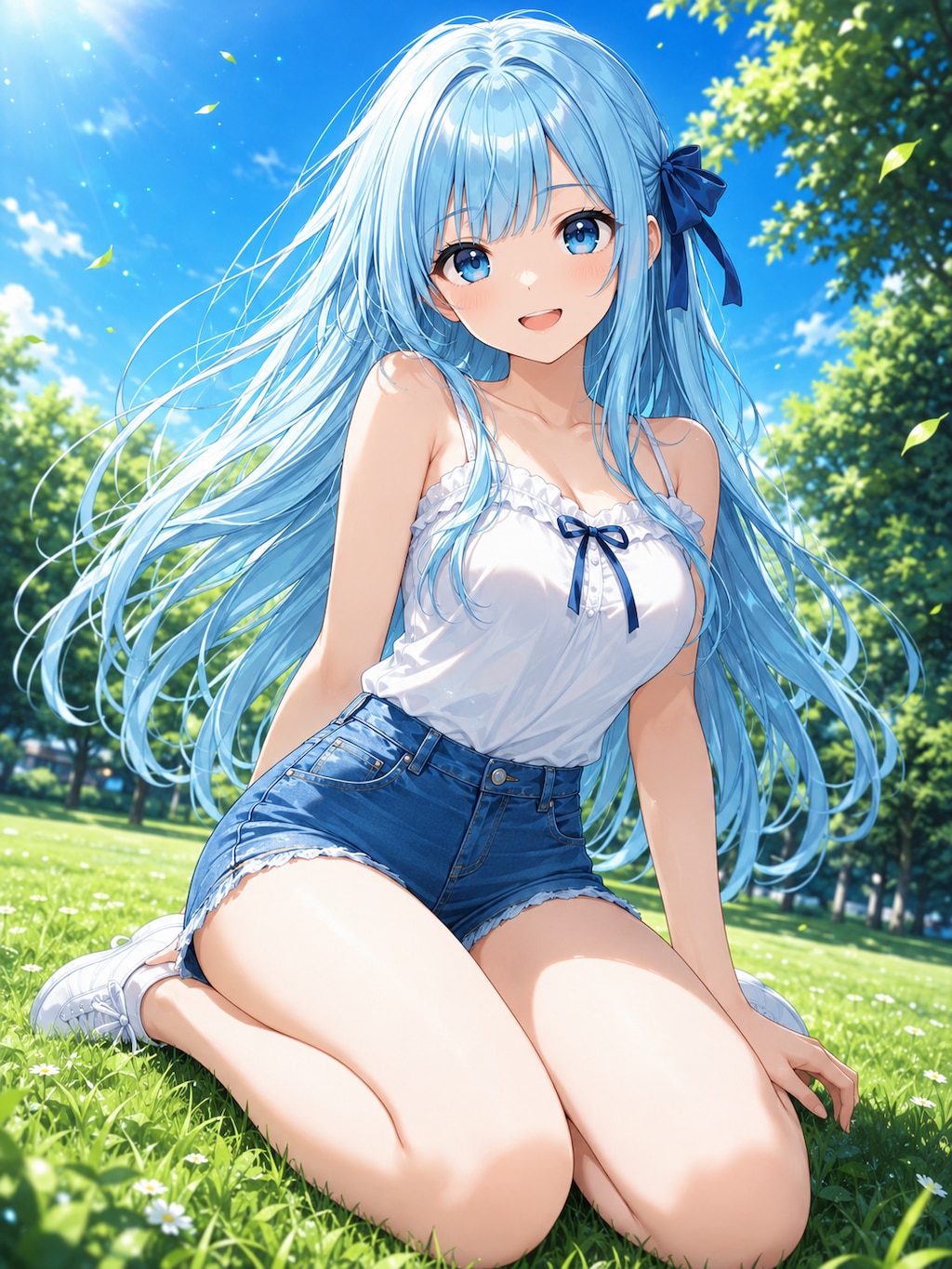 ホットデニムパンツ姿の優葵ちゃん