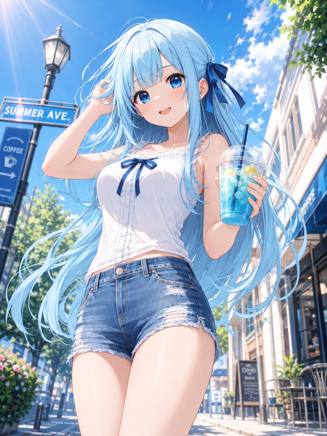 ホットデニムパンツ姿の優葵ちゃん