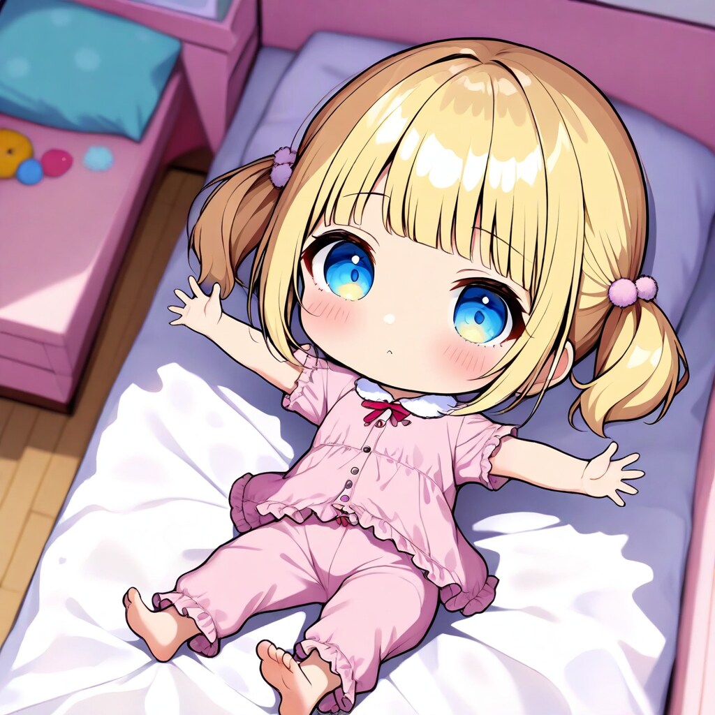 ベッドの上で大きく腕を広げて♪