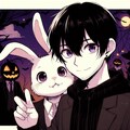 うさぎと、ハロウィンの黒髪短髪男性★その4(2枚) 2枚目