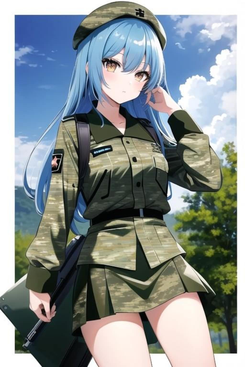 迷彩服の青髪娘（20240605）