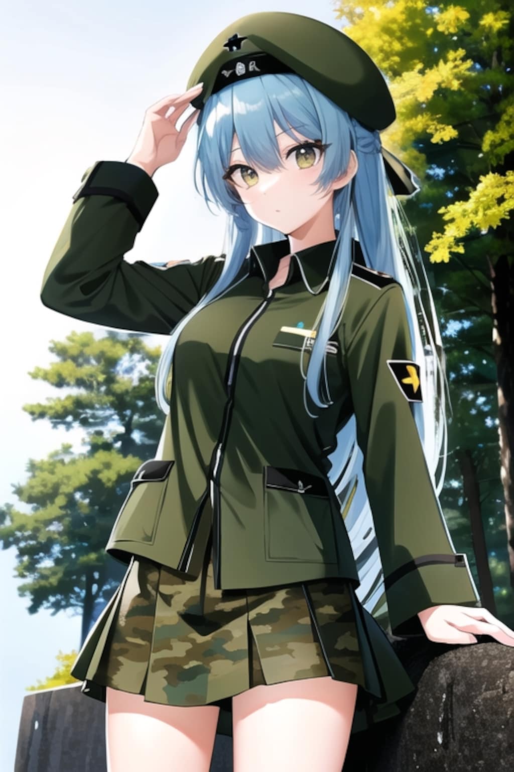 迷彩服の青髪娘（20240605）