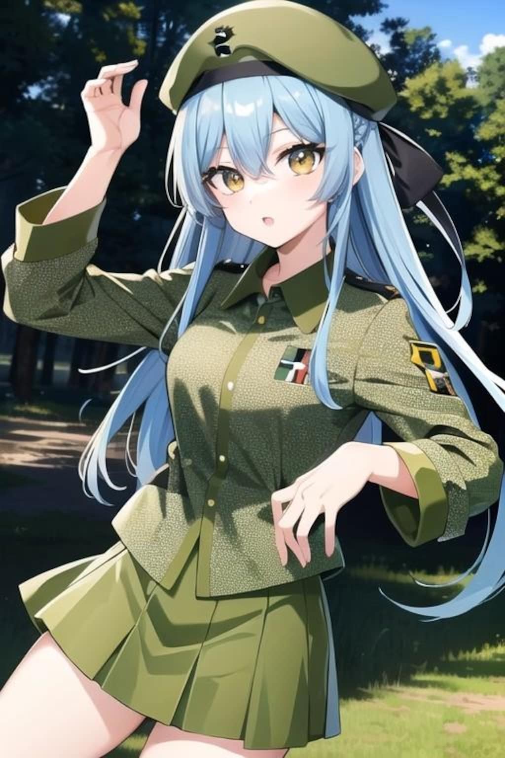 迷彩服の青髪娘（20240605）