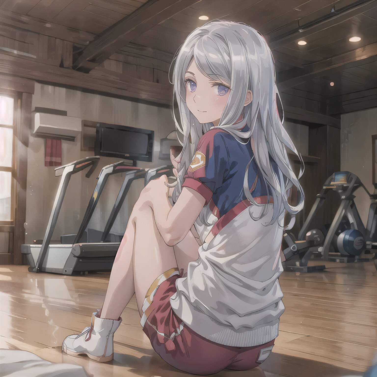 銀髪ロングで体操服の少女９ | の人気AIイラスト・グラビア