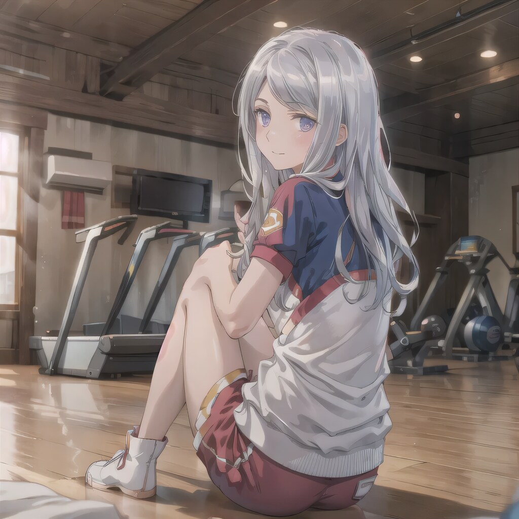 銀髪ロングで体操服の少女９