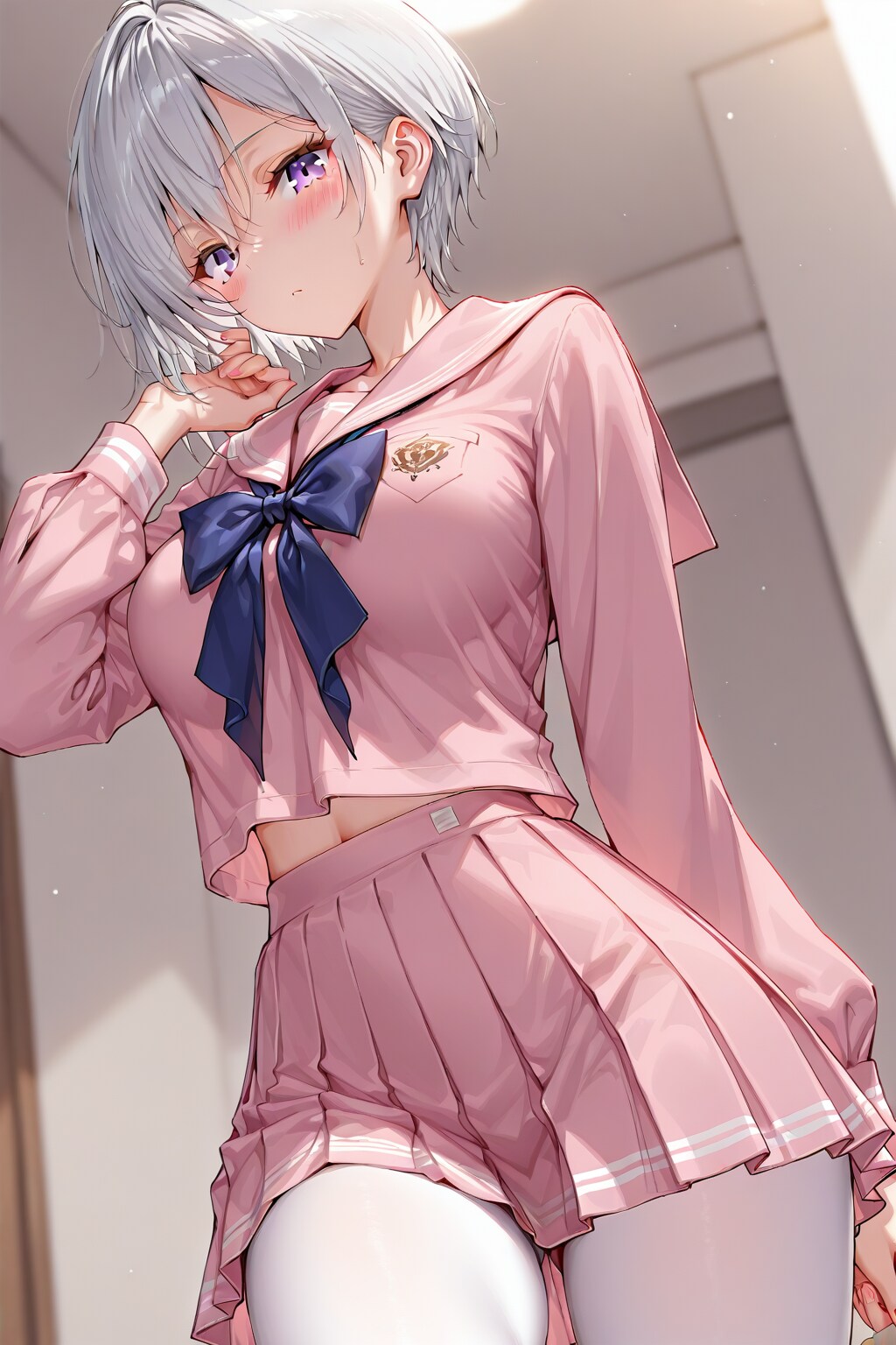 (1196)銀髪ちゃんセーラー服 | の人気AIイラスト・グラビア