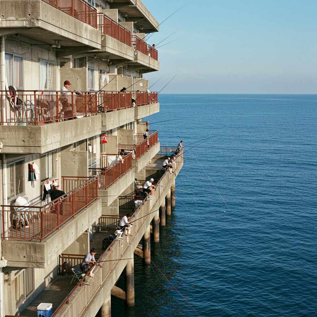 かつてあった釣り好きが住む団地。今はもうない