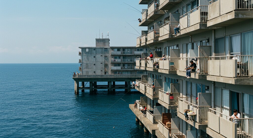 かつてあった釣り好きが住む団地。今はもうない