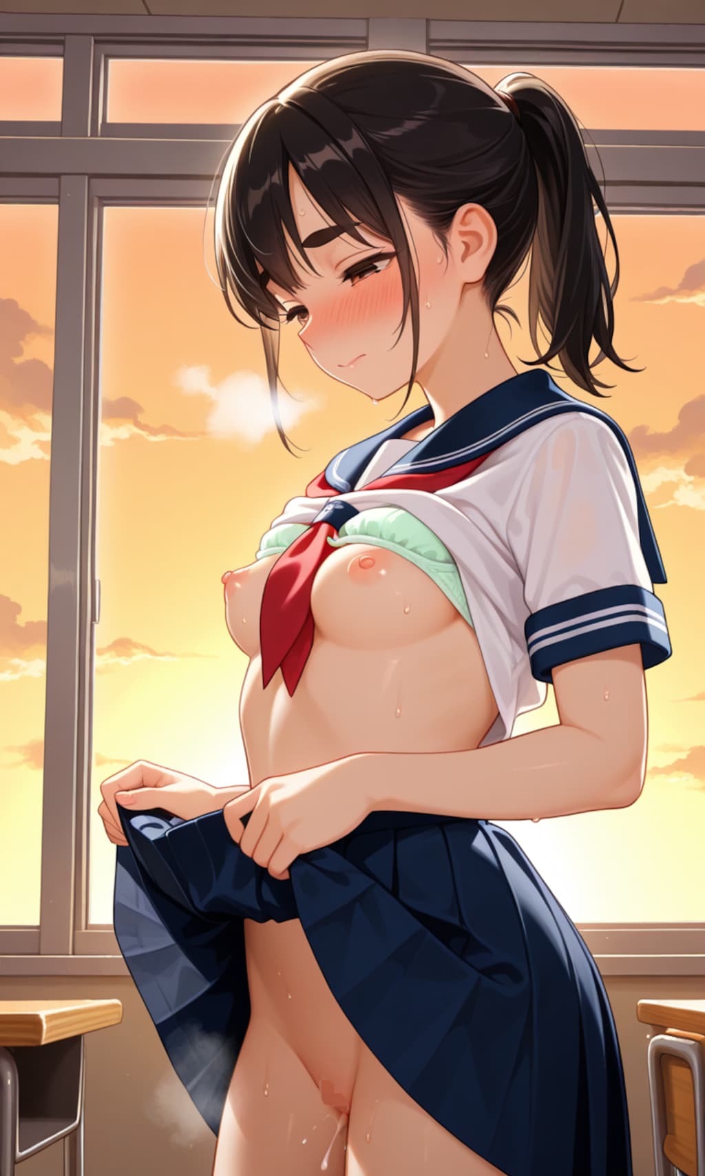 性癖   未使用イラスト⑩  露出編　 ～　放課後調教　空き教室 　～