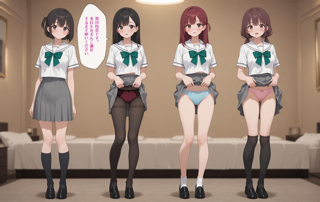 順番にスカートをたくし上げて自己紹介させる