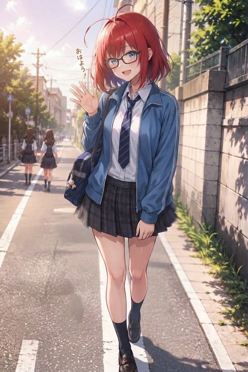 ダサ制服コーデでおはようカエデ | の人気AIイラスト・グラビア