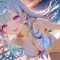 夕日の海辺で 3枚目