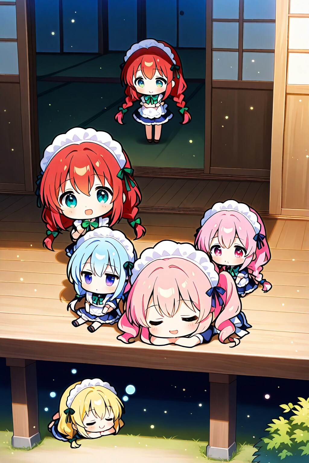 ちびメイドちゃんたちの日向ぼっこ