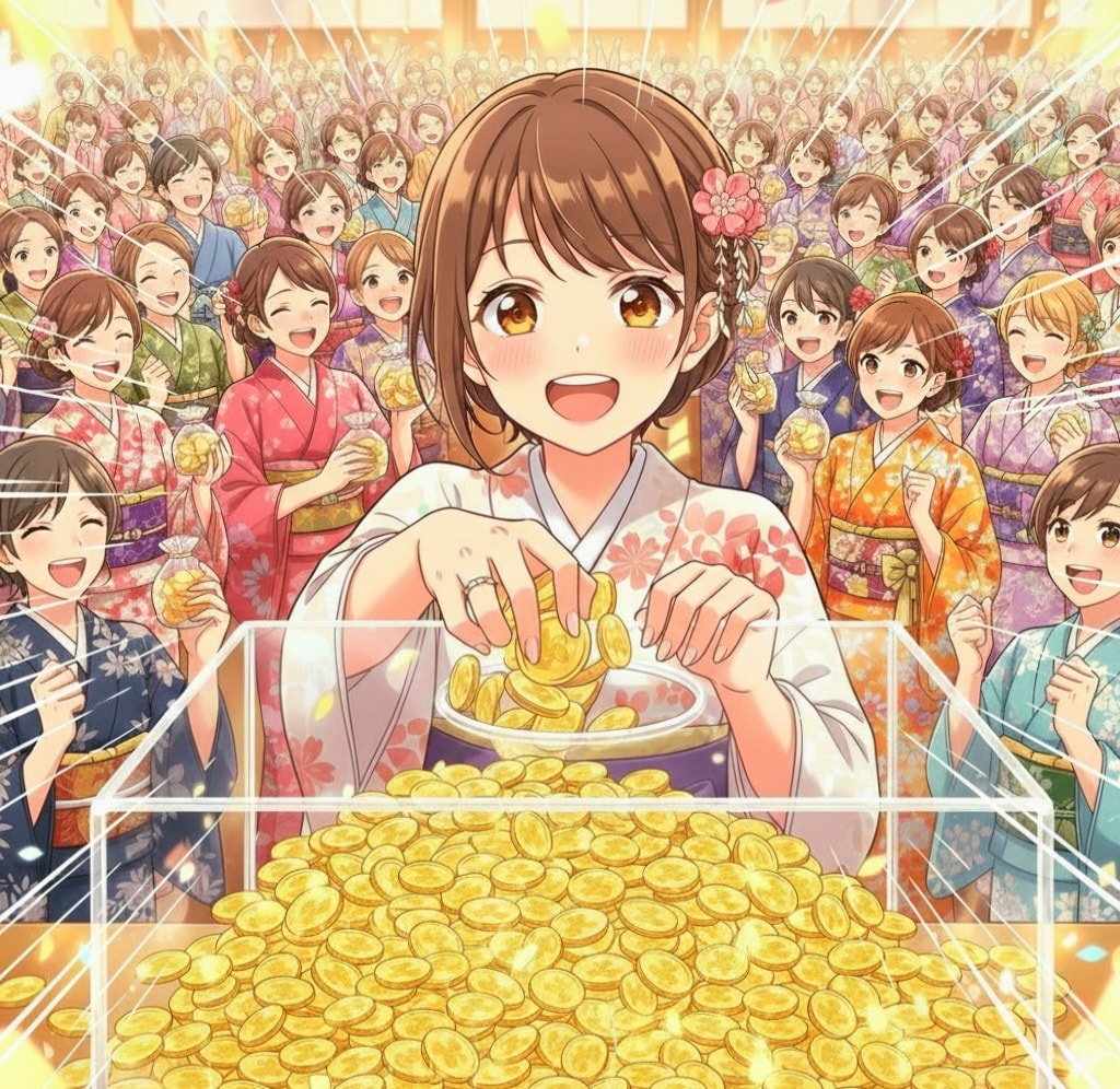 ご成人お祝い☆金貨掴み取り大会！