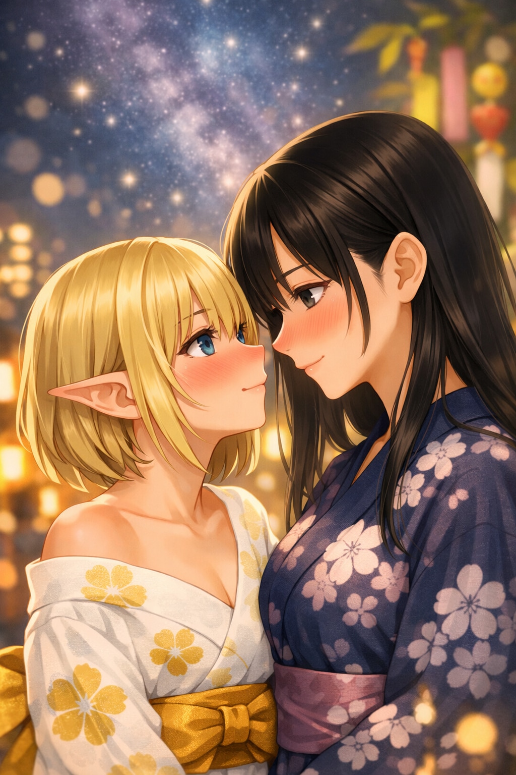 星がきれいだよ。（七夕、浴衣の日　03）