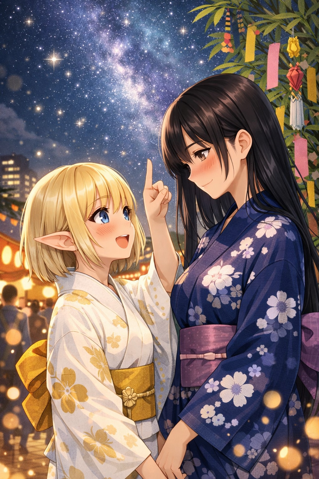 星がきれいだよ。（七夕、浴衣の日　03）