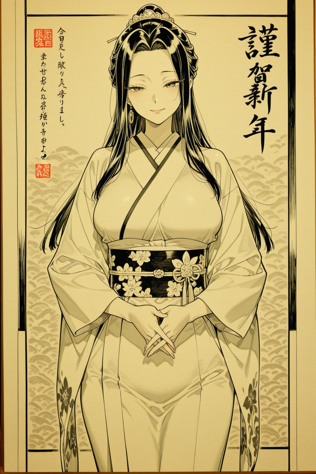 日本画で描く「chichi-pui美人」