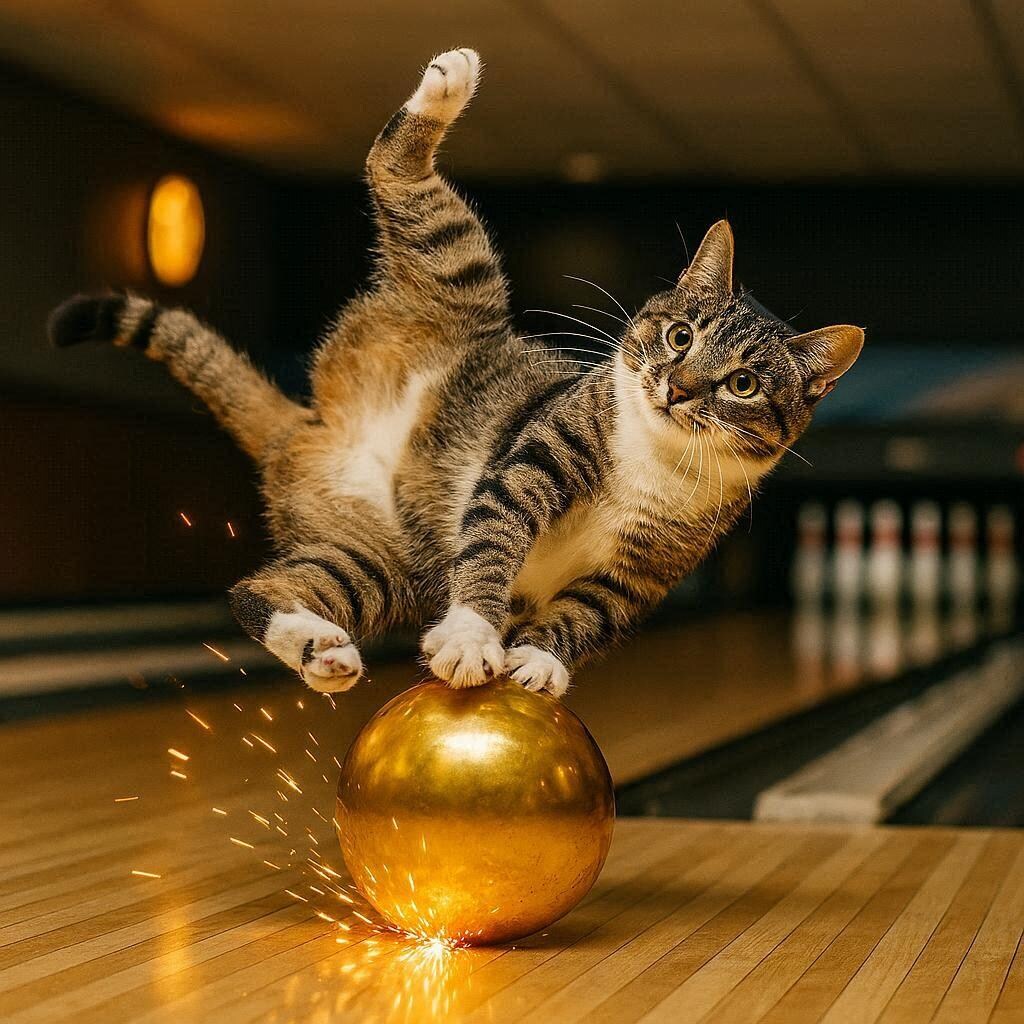 ゴールデンボーリングする猫