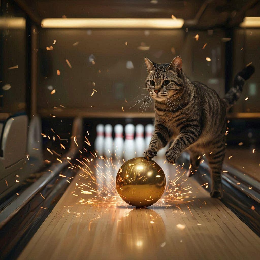 ゴールデンボーリングする猫