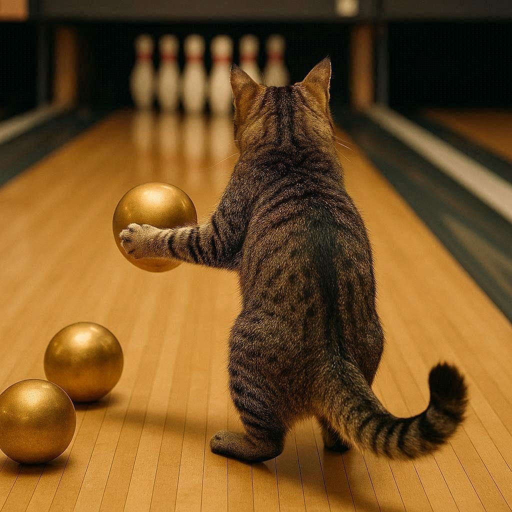 ゴールデンボーリングする猫